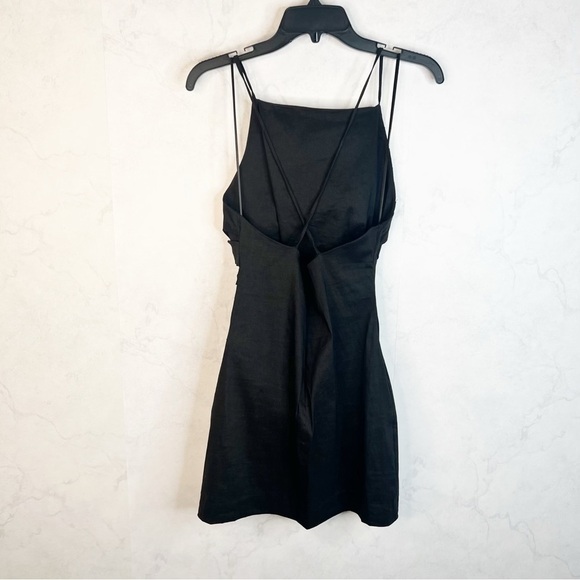 [Zara] Black Linen Draped Mini Dress - Picture 3 of 16